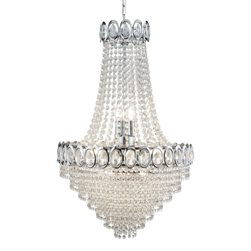 Searchlight Louis Philipe Crystal 11Lt Chrome Chandelier With Clear Glass  Beads • 1711-11CC