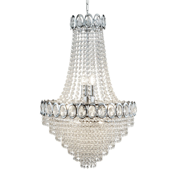Searchlight Louis Philipe Crystal 11Lt Chrome Chandelier With Clear Glass  Beads • 1711-11CC