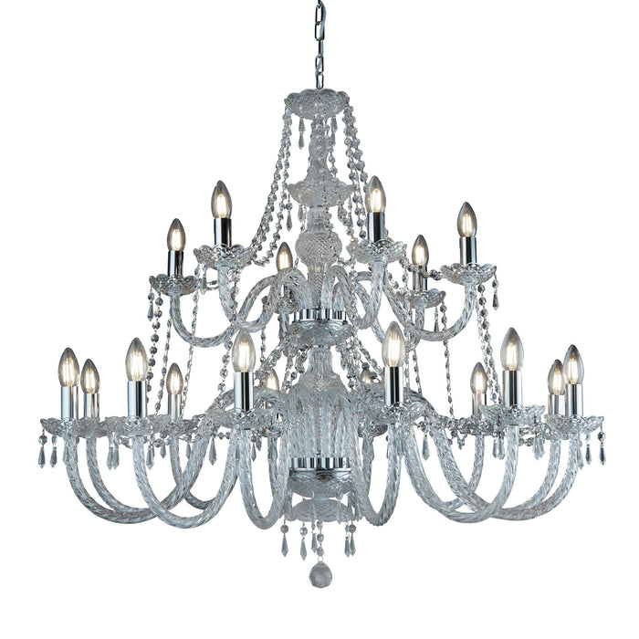 Searchlight Hale - 18 Light Chandelier, Chrome, Clear Crystal Trimmings • 17218-18