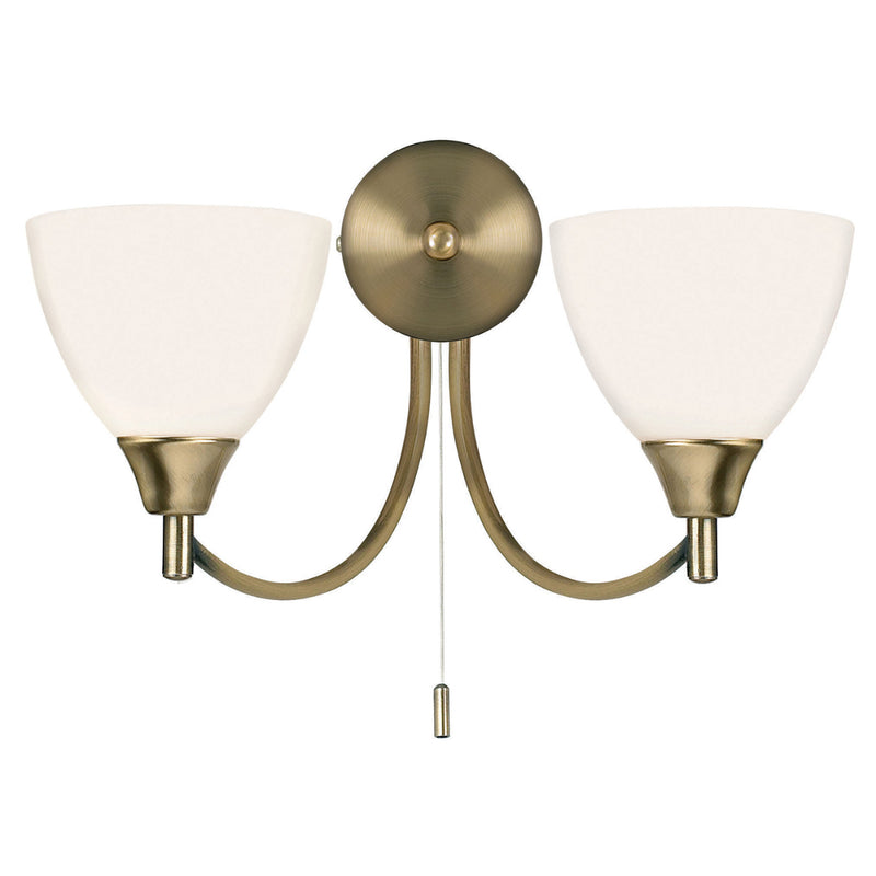 Endon Lighting 1805-2AN Alton 2 Light Antique Brass Switched Wall Light