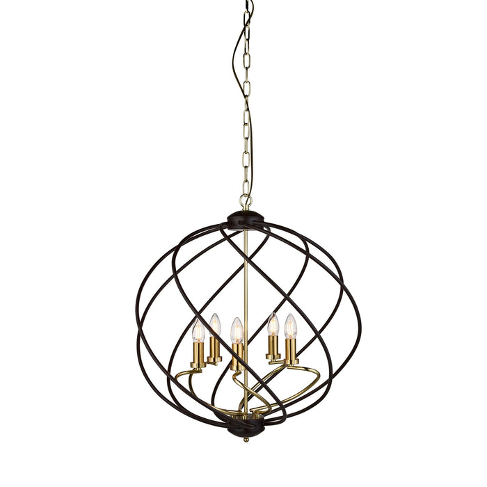 Searchlight Flow 5Lt Pendant. Black/Gold • 1805-5BK