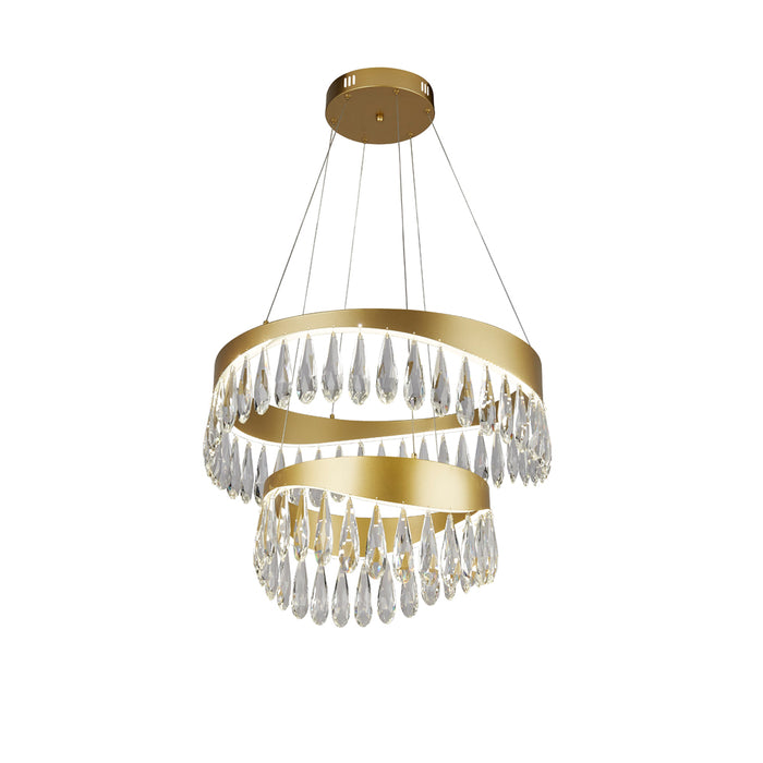 Searchlight Jewel Led 2 Tier Pendant Gold With Crystal • 19210-2GO