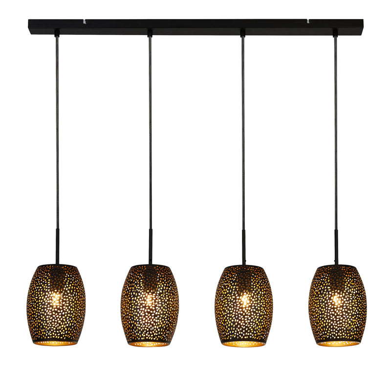 Searchlight Laser 4Lt Bar Pendant, Black And Gold • 19231-4BGO