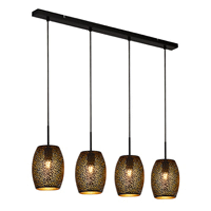 Searchlight Laser 4Lt Bar Pendant, Black And Gold • 19231-4BGO