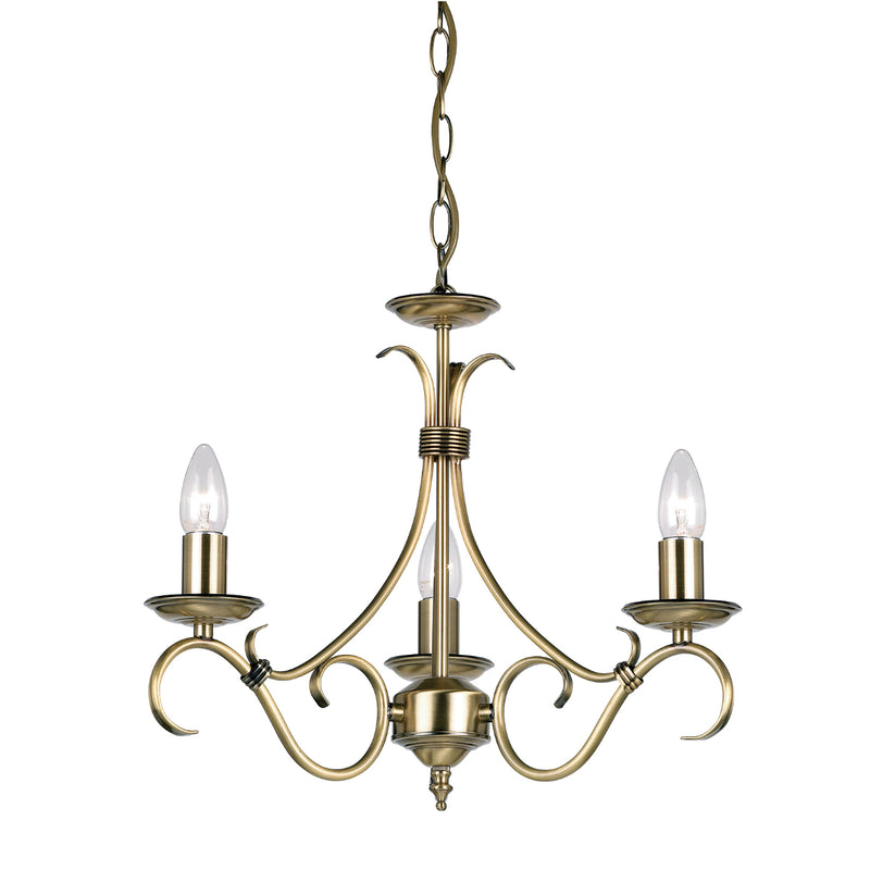 Endon Lighting 2030-3AN Bernice 3 Light Antique Brass Ceiling Light