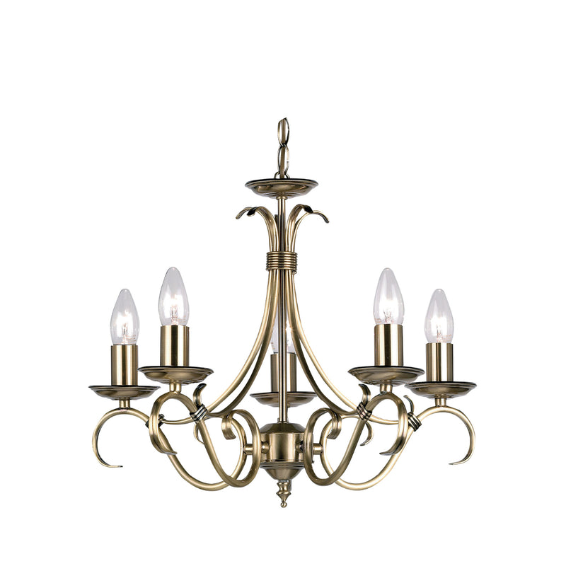 Endon Lighting 2030-5AN Bernice 5 Light Antique Brass Ceiling Light