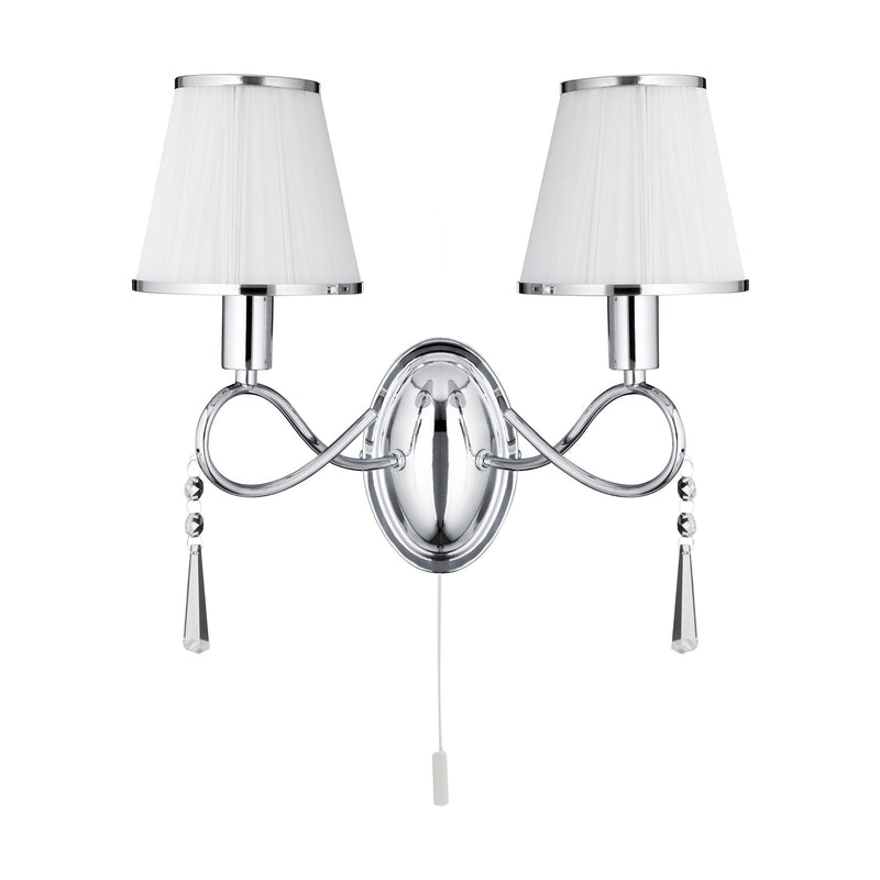 Searchlight Simplicity - 2Lt W/Bracket, Chrome, Clear Glass, White String Shades • 2032-2CC