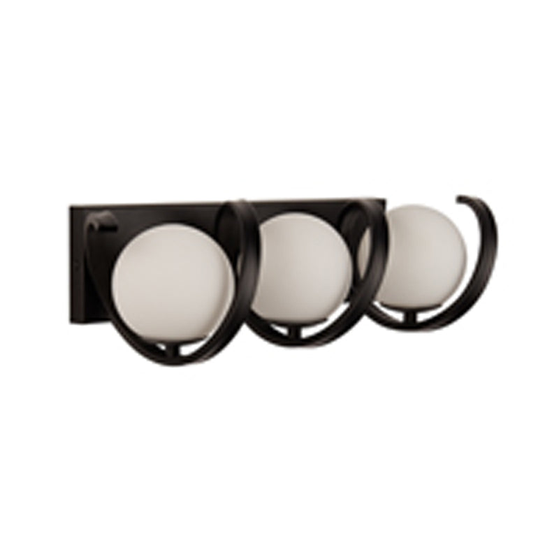Searchlight Twister 3Lt Wall Light, Matt Black With Matt Opal Glass • 20911-3BK