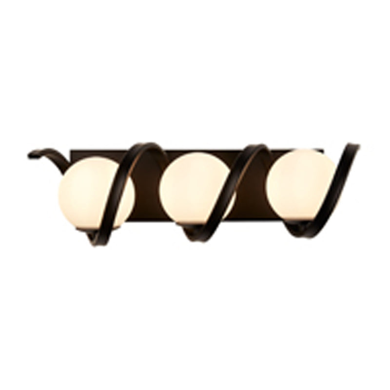 Searchlight Twister 3Lt Wall Light, Matt Black With Matt Opal Glass • 20911-3BK