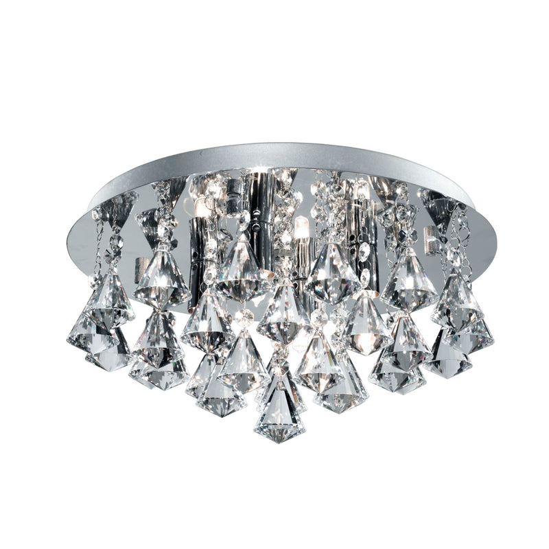 Searchlight Hanna Bathroom Ip44 - 4Lt Crystal Ceiling Flush, Clear Pyramid Crystal Drops, Chrome • 2204-4CC