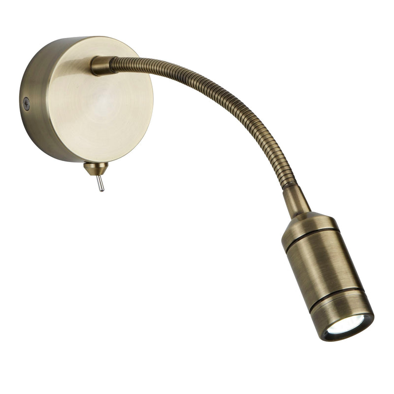 Searchlight Flexy Wall Led Adj Wall Light  - Flexi Arm - Antique Brass • 2256AB
