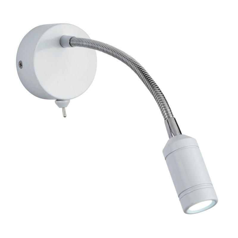Searchlight Flexy Wall Led Adj Wall Light  - White Head & Body - Chrome Flexi Arm • 2256WH