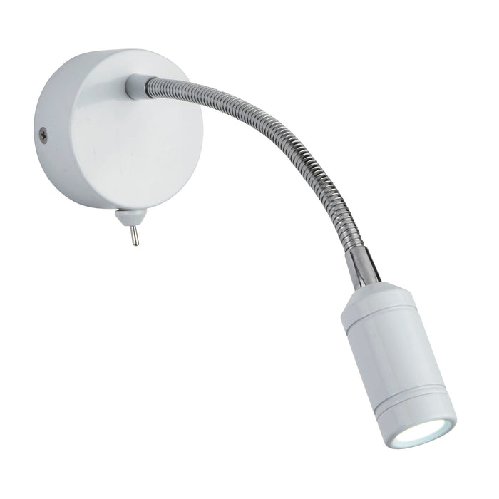 Searchlight Flexy Wall Led Adj Wall Light  - White Head & Body - Chrome Flexi Arm • 2256WH