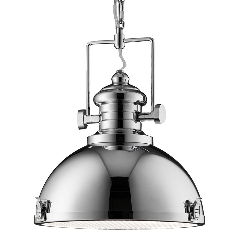 Searchlight Louisiana Industrial Pendant, 1Lt Chrome, Clear Lens • 2297CC
