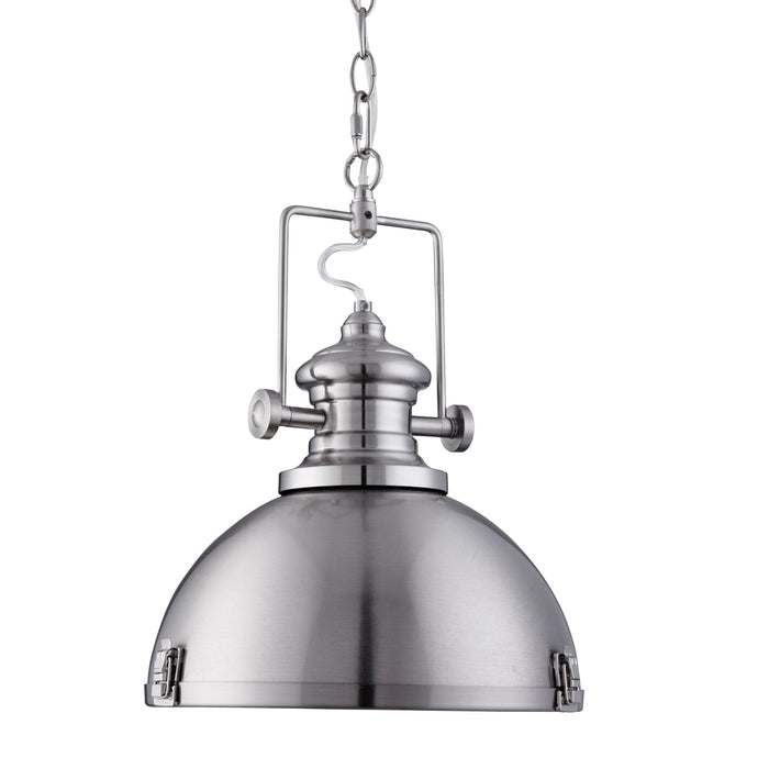 Searchlight Louisiana Industrial Pendant, 1Lt Satin Silver, Clear Lens • 2297SS