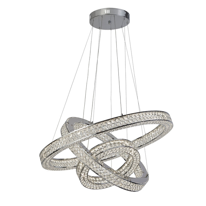 Searchlight Bands 3Lt Led Pendant, Chrome With Crystal • 23132-3CC