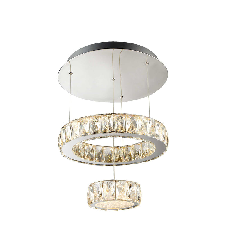 Searchlight Clover Led 2 Tier Ceiling Flush, Chrome, Clear Glass • 2328CC