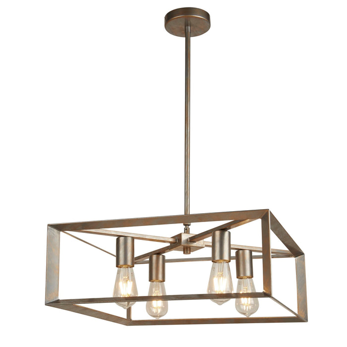 Searchlight Heaton 4Lt Pendant, Brushed Silver Gold Finish • 2414-4SI