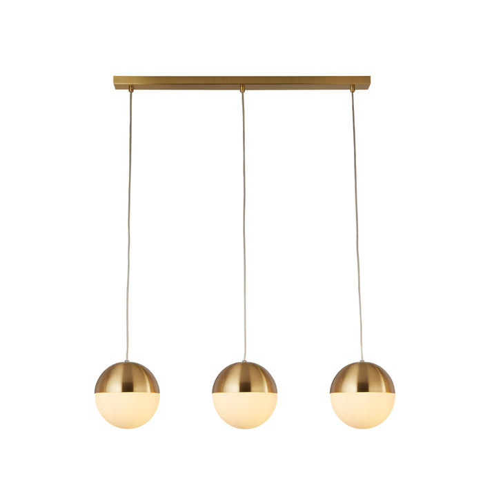 Searchlight Endor 3Lt Pendant, Satin Brass With Opal Glass. Ball Dia180Mm • 24181-3SB