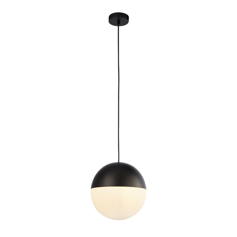 Searchlight Endor 1Lt Pendant, Black Finish With Opal Glass. Dia 250Mm • 24181BK