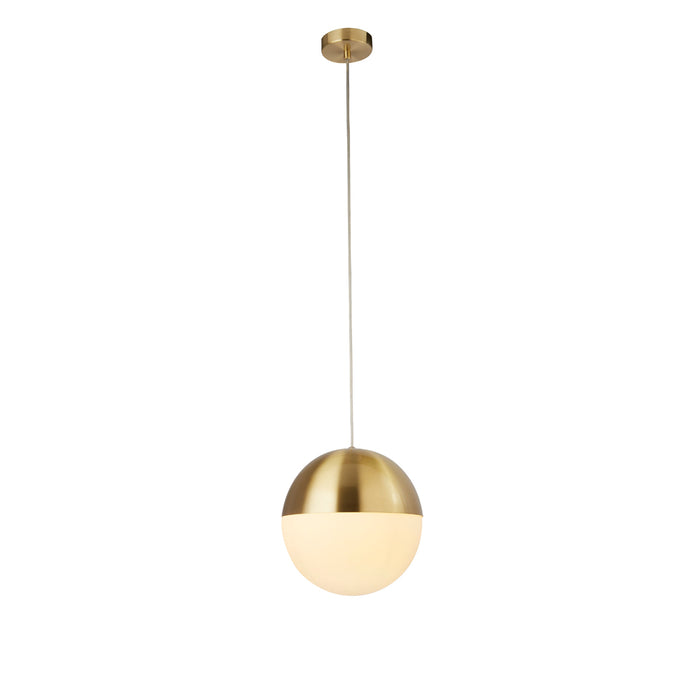 Searchlight Endor 1Lt Pendant, Satin Brass Finish With Opal Glass. Dia 250Mm • 24181SB