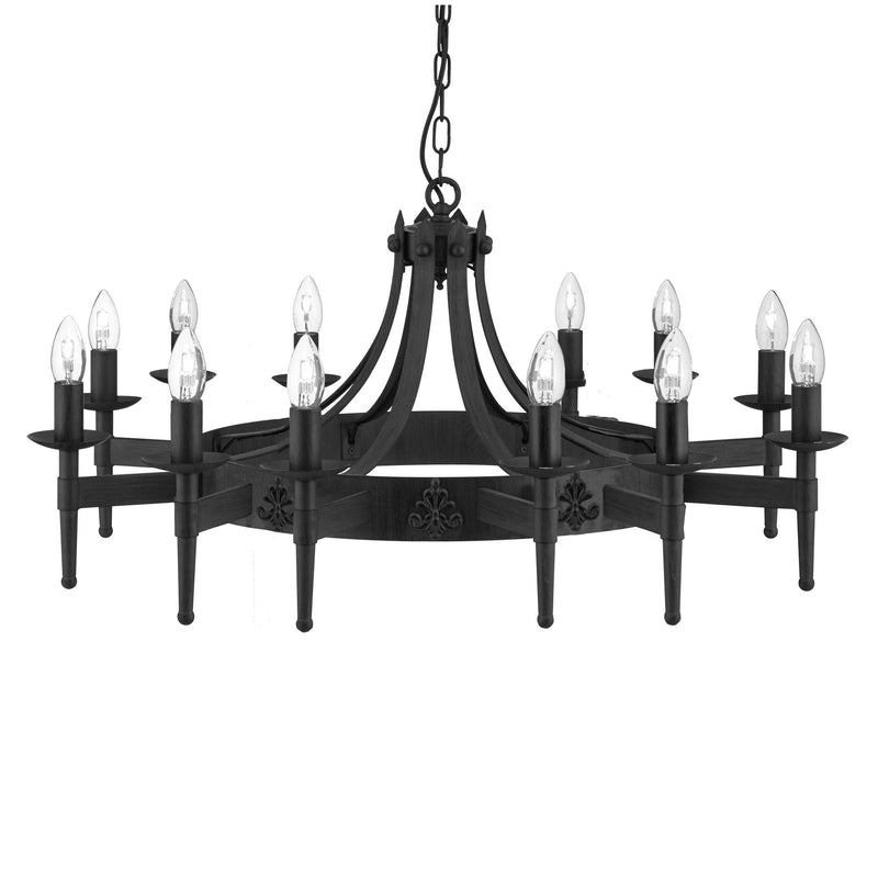 Searchlight Cartwheel Ii - 12Lt Ceiling, Wrought Iron Black • 24212-12BK