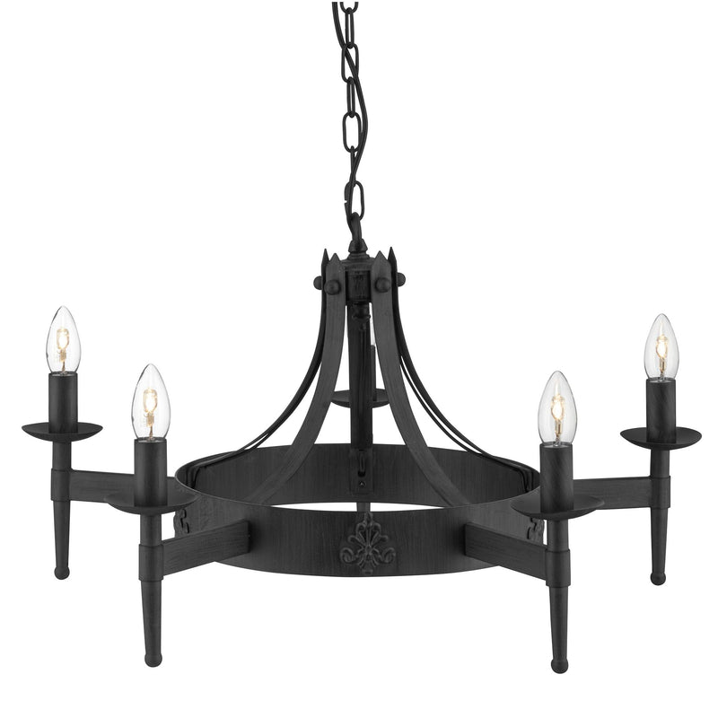 Searchlight Cartwheel Ii - 5Lt Ceiling, Wrought Iron Black • 2425-5BK
