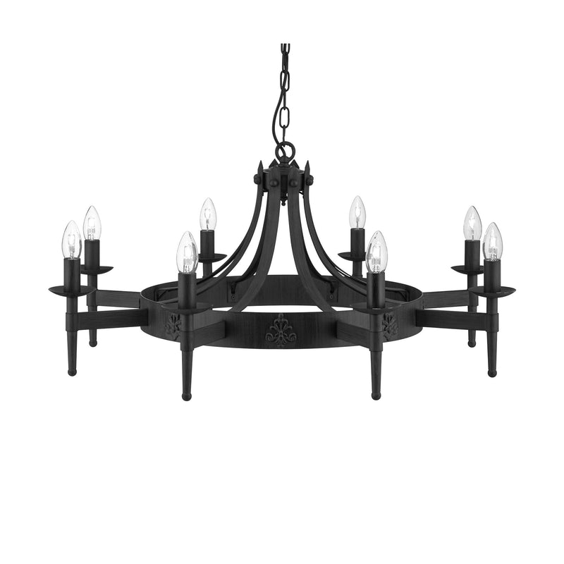 Searchlight Cartwheel Ii - 8Lt Ceiling, Wrought Iron Black • 2428-8BK