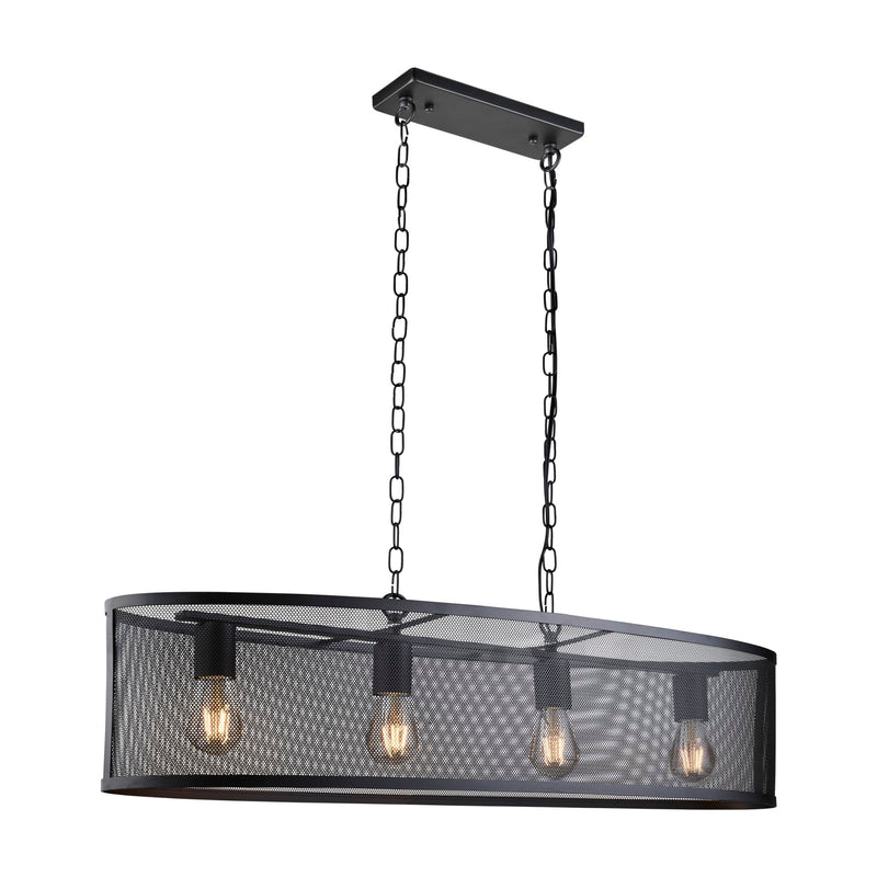 Searchlight Fishnet 4Lt Oval Pendant Matt Black • 2484-4BK