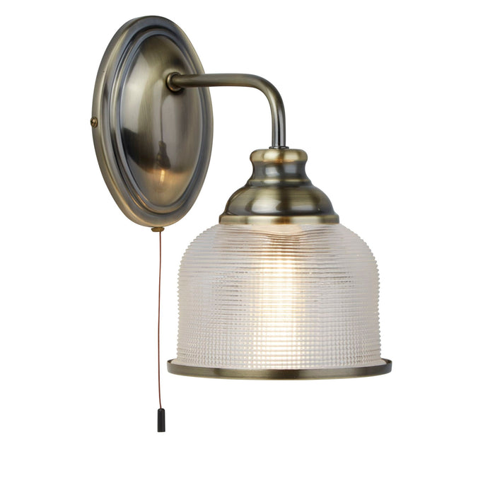 Searchlight Bistro Ii - 1Lt Wall Bracket, Antique Brass, Halophane Glass • 2671-1AB