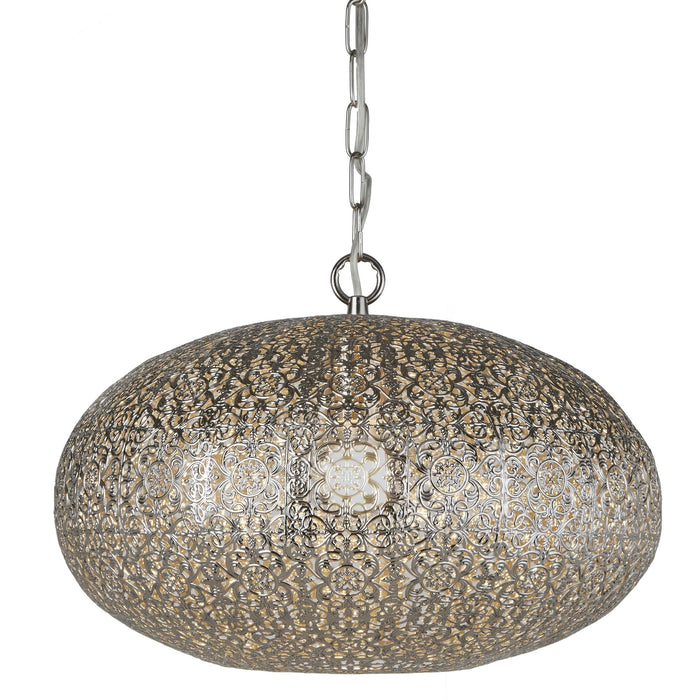 Searchlight Fretwork 1Lt Pendant, Shiny Nickel • 2672SS