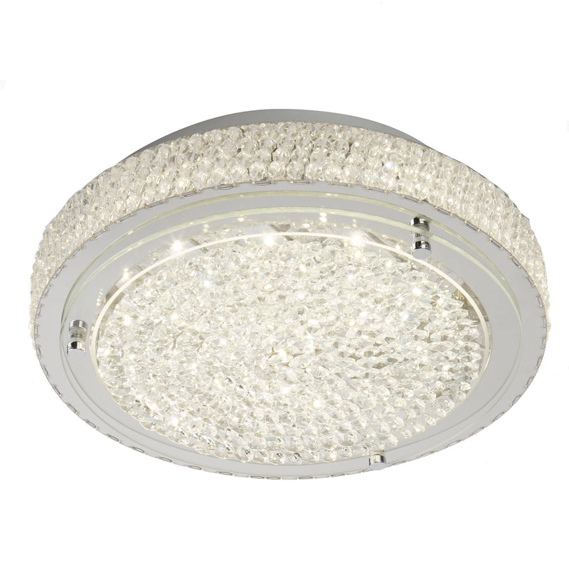 Searchlight Florida Flush Led Ceiling Flush (Dia 30Cm), Chrome, Clear Crystal Centre Deco • 2713CC