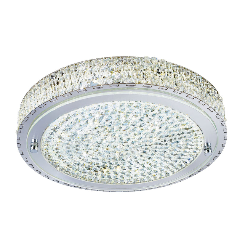 Searchlight Florida Flush  (Dim) Led Ceiling Flush (Dia 40Cm), Chrome, Clear Crystal Centre Deco • 2714CC