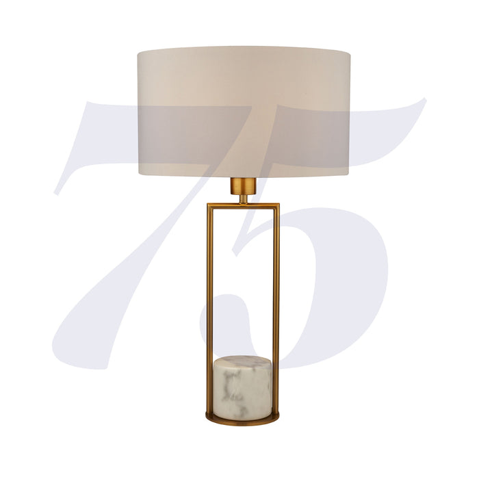 Searchlight Claire Gold Table Lamp With White Marble Base And White Drum Shade • 2871GO