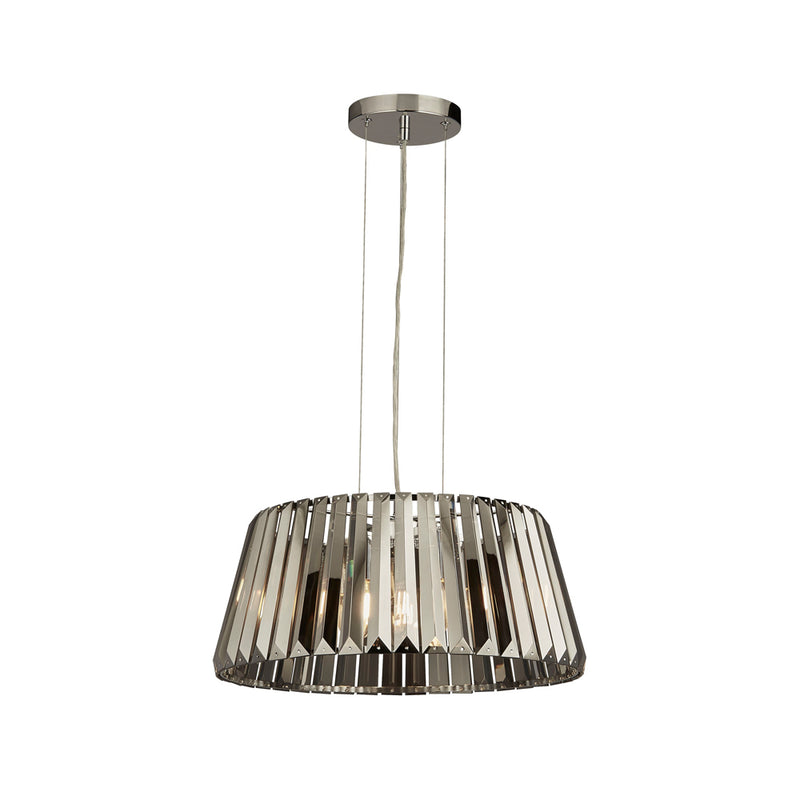 Searchlight Tiara 5Lt Pendant, Chrome Smoke Glass • 2895-5SM