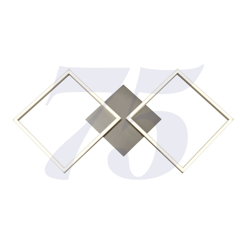 Searchlight Wall Art 2Lt Square Led Wall/Flush Fitting - Satin Silver • 2912SS