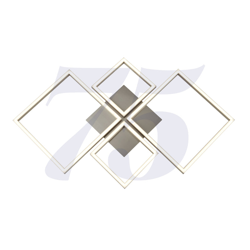 Searchlight Wall Art 4Lt Square Led Wall/Flush Fitting - Satin Silver • 2914SS