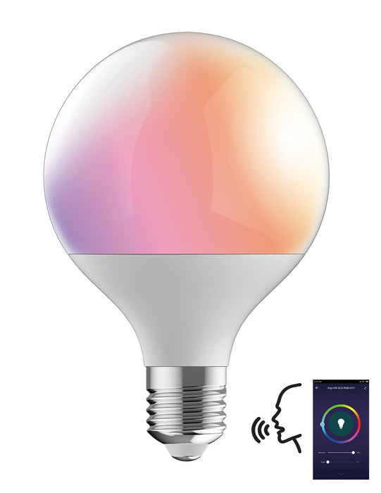 Luxram Digit Wi-Fi LED Smart Lamp,12W E27 Globe 95mm, RGB+CCT 2700K-6400K, 1055lm, APP Control, Alexa & Google Voice Control, 3yrs Warranty  • 3000242