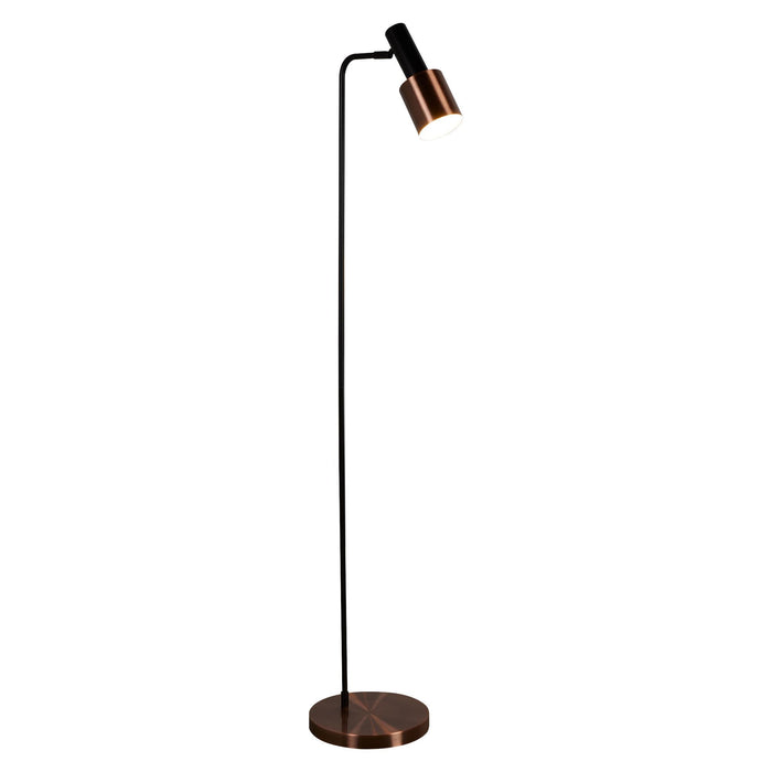 Searchlight Denmark 1Lt Floor Lamp, Black, Antique Copper • 3053CU