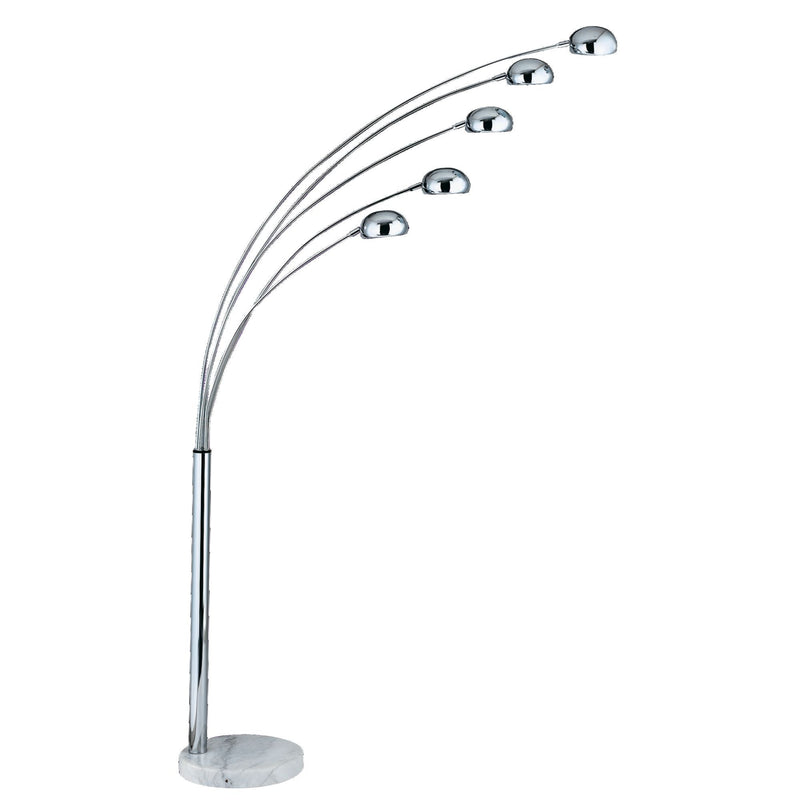 Searchlight Giraffe - 5Lt Floor Lamp, Chrome, White Marble • 3085-5CC