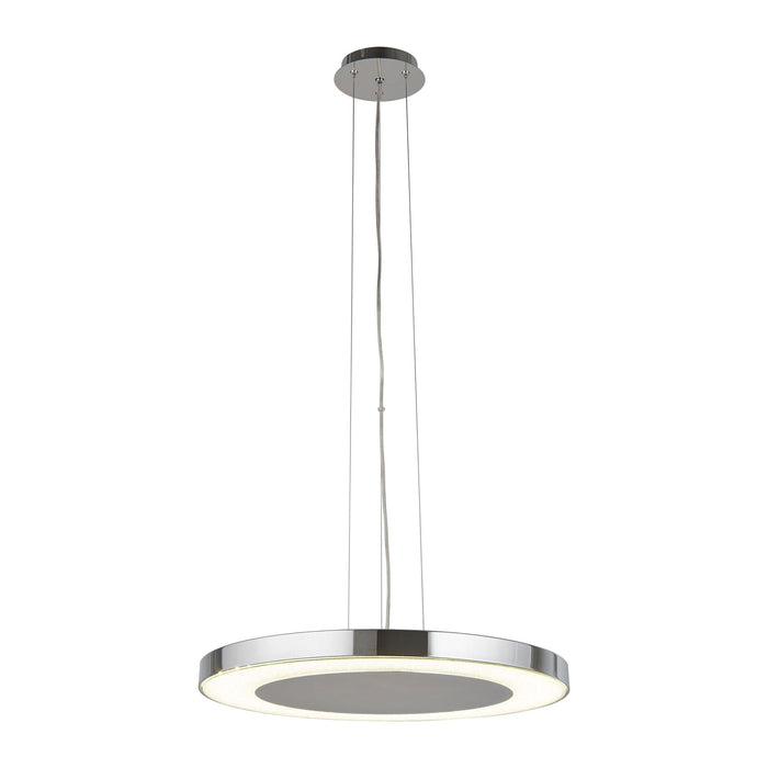 Searchlight Lexi (Dim) Led Disc Ceiling Pendant (50Cm Dia), Chrome, Crushed Ice Effect Deco • 3090-50CC