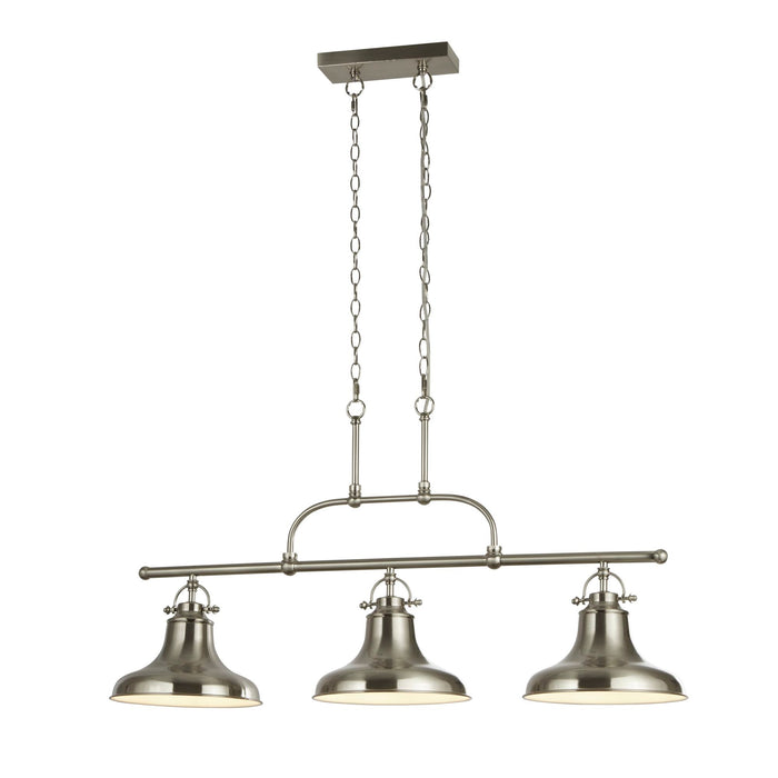 Searchlight Dallas 3Lt Industrial Bar Pendant, Satin Silver • 3193-3SS