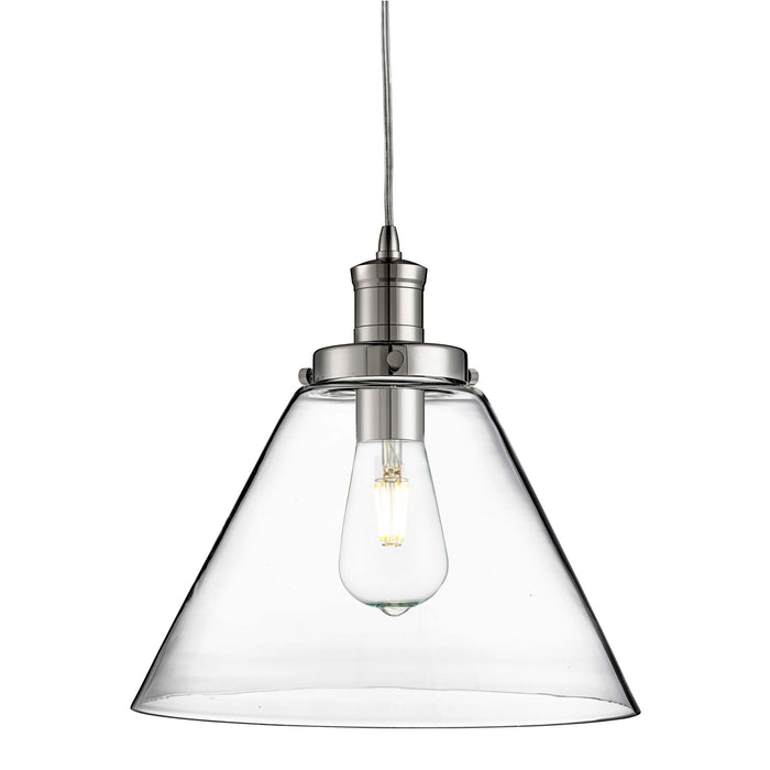 Searchlight Pyramid 1Lt Pendant, Chrome, Clear Pyramid Glass Shade • 3228CC