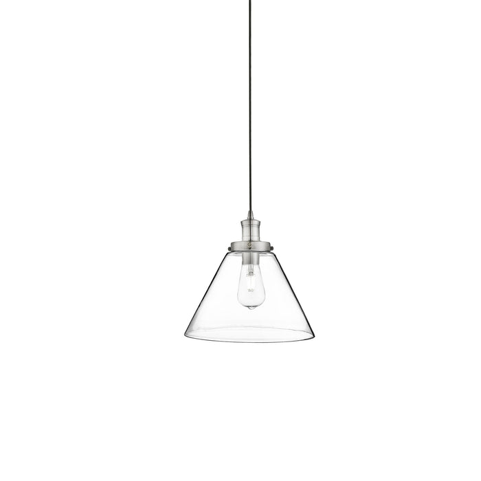 Searchlight Pyramid 1Lt Pendant, Satin Silver, Clear Pyramid Glass Shade • 3228SS