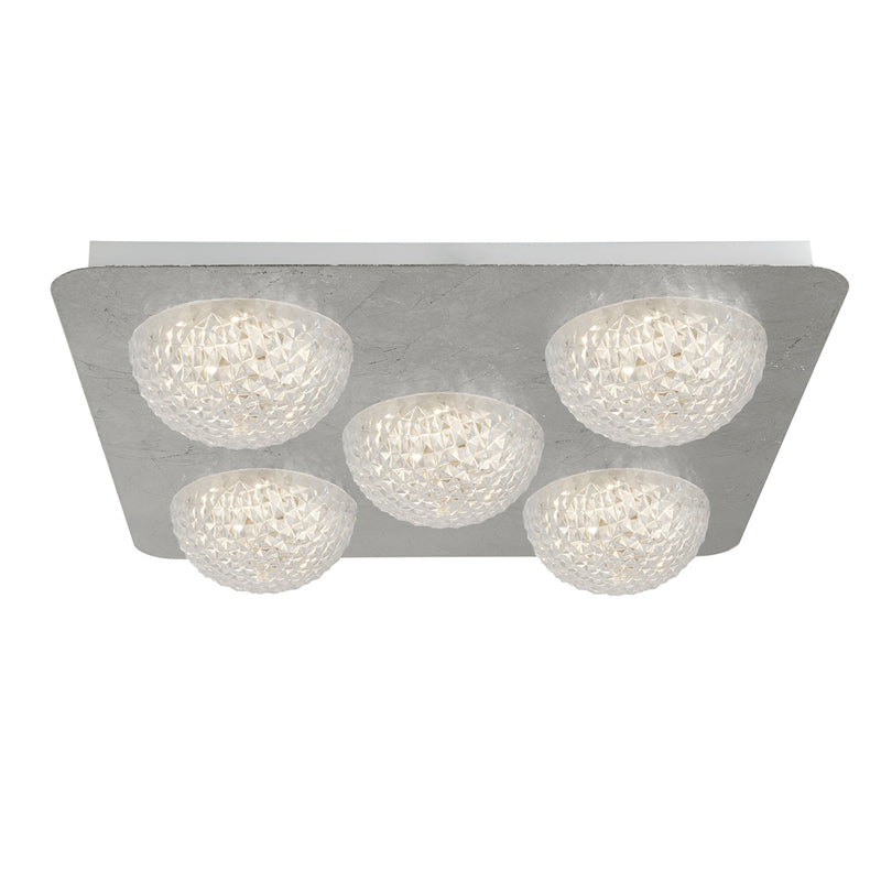 Searchlight Celestia 5Lt Led Ceiling Light - Silver Leaf With Clear Acrylic • 32511-5SI