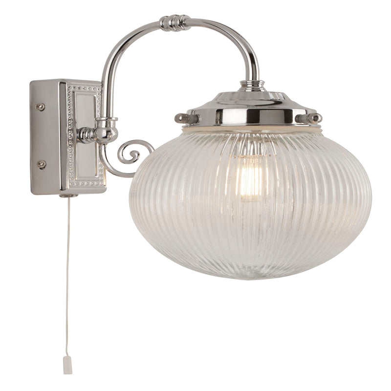 Searchlight Belvue 1Lt Bathroom Ip44 Wall Light, Acid Glass Globe Shade, Chrome • 3259CC