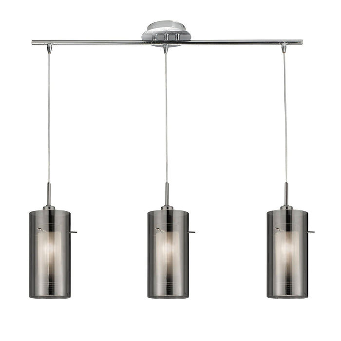 Searchlight Duo 2 - 3Lt Ceiling Bar With Smokey Outer/Frosted Inner Glass Shades • 3303-3SM