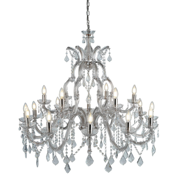 Searchlight Marie Therese - 18Lt Chandelier, Chrome, Clear Crystal • 3314-18