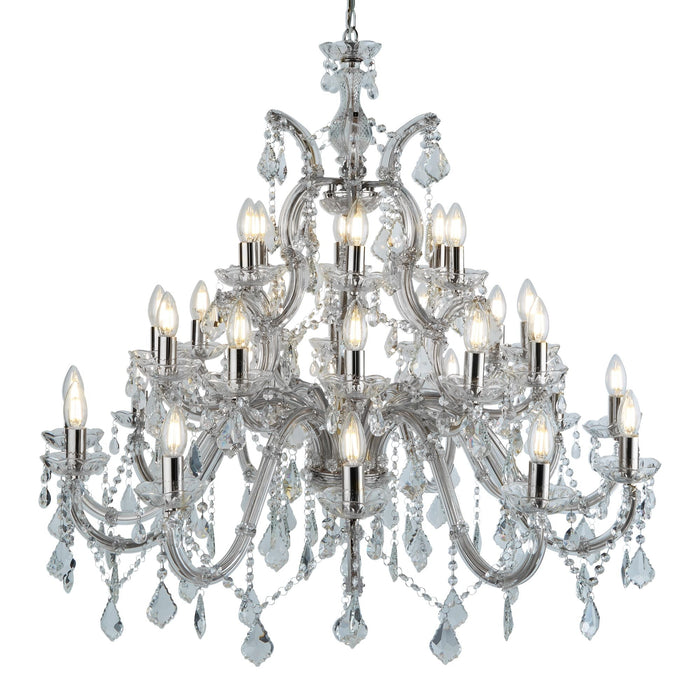 Searchlight Marie Therese - 30Lt Chandelier, Chrome, Clear Crystal • 3314-30