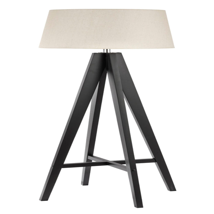 Searchlight Easel Floor Lamp Dark Wood - Cream Linen Shade • 3540BR